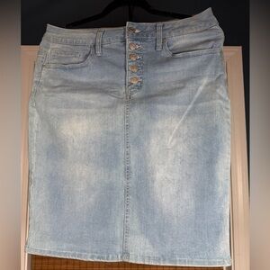 Light Blue Denim Skirt with Button Detail